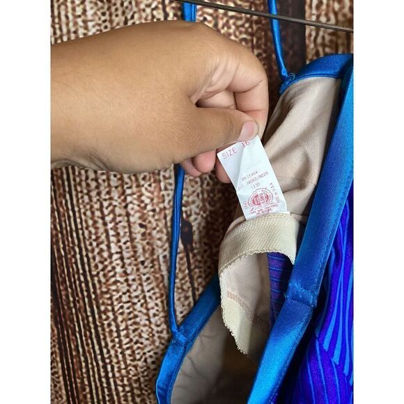 Vintage ILGWU Union Blue Ombré Striped Layered Halter Swimsuit Bathing 16 USA - Picture 3 of 3